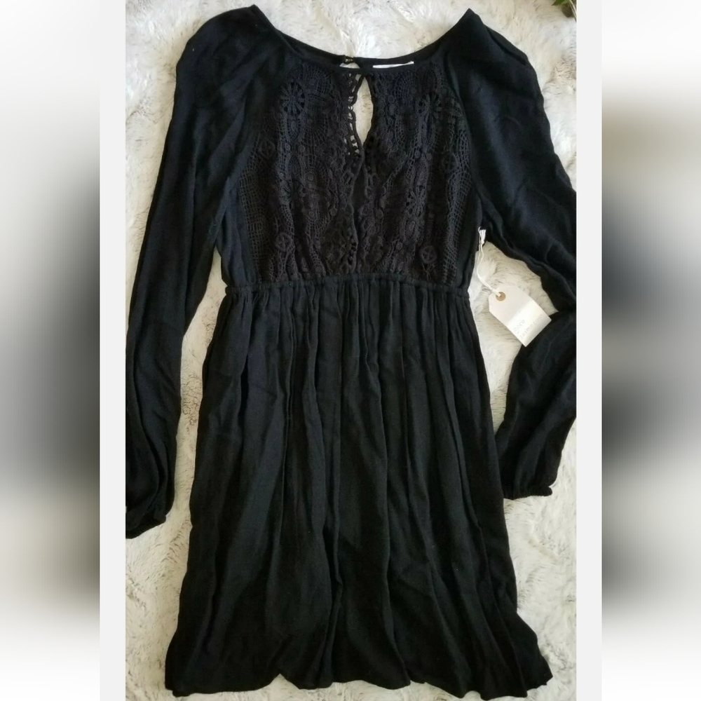 Coco Jaimeson Buckle Black Light High Neck Long Sleeve Dress New Size‎ XS